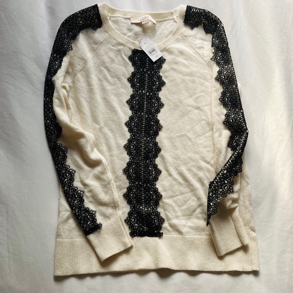 NWT cream Loft wool blend sweater